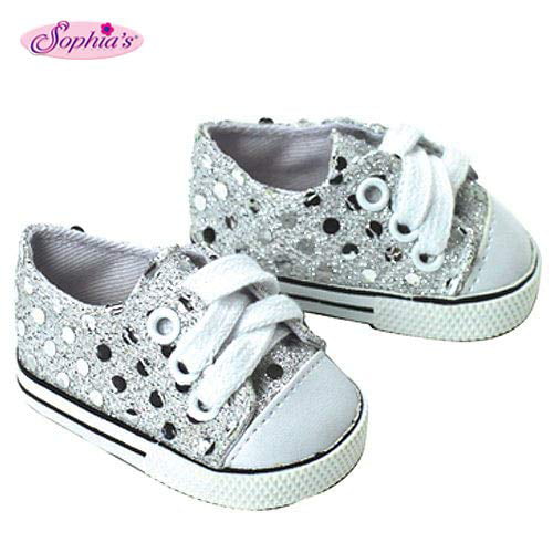 Silver Glitter Shoes fit American Girl Doll 18 Inch Clothes Seller lsful